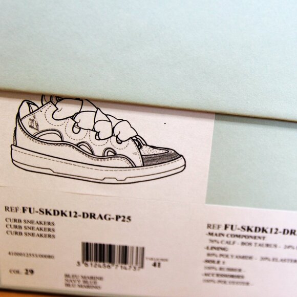 BNWT SS25 LANVIN LEATHER CURB SNEAKERS NAVY BLUE 40 & 41 - Picture 10 of 16